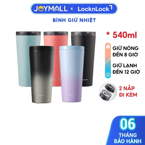 Ly giữ nhiệt LocknLock 540ml LHC4279 - Hàng chính hãng có 2 nắp tiện lợi, đế silicone - JoyMall