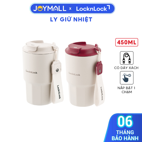 Ly Giữ Nhiệt LocknLock Vacuum Coffee 450ml LHC4340, Hàng Chính Hãng, Có Dây Xách, Nắp Bật - JoyMall