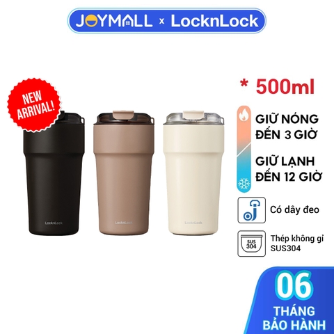 Bình giữ nhiệt 500ml LocknLock LHC4357, 650ml LHC4359 Metro Cafe Tumbler, Hàng chính hãng, Thép 304 không gỉ, Có dây đeo - JoyMall