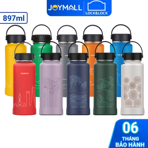 Bình giữ nhiệt Lock&Lock 897ml Riga Tumbler LHC4160 - Hàng chính hãng có khay lưới lọc trà inox và quai xách - JoyMall