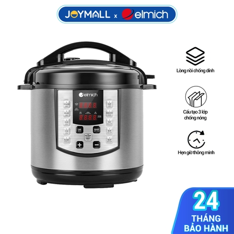 Nồi áp suất điện tử đa năng Elmich 6L PCE-1809OL, Hàng chính hãng, Hệ thống điều khiển cơ, lòng nồi chống dính - JoyMall