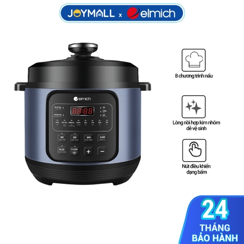 Nồi áp suất điện tử Elmich PCE-8571 6L 1000W, Hàng chính hãng, 8 chương trình nấu, điều khiển cảm ứng - JoyMall