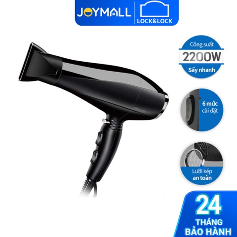 Máy sấy tóc Lock&Lock ENA146BLK - Hàng chính hãng, chế độ nóng lạnh, kèm đầu dẹp tạo kiểu - JoyMall
