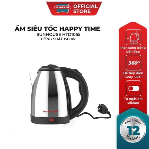 Ấm Đun Siêu Tốc Sunhouse Happy Time HTD1055 1.5L, Hàng Chính Hãng, Tay Cầm Chống Nóng - JoyMall