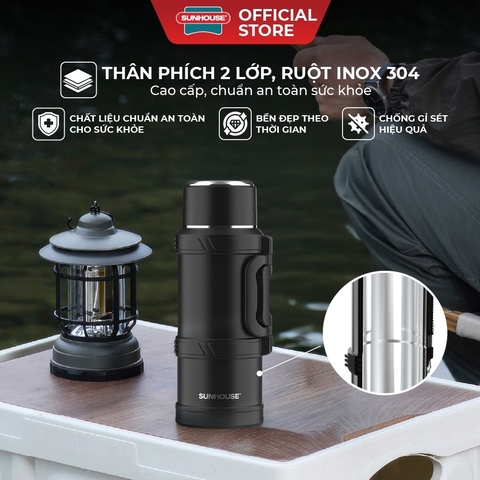 Phích Giữ Nhiệt Đa Năng Sunhouse KS-TH2000VB, KS-TH2000VI 2.0L, Hàng Chính Hãng, Inox 304 An Toàn - JoyMall