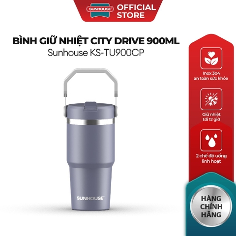 Bình Giữ Nhiệt City Drive 900ml Sunhouse KS-TU900CP, Inox 304 An Toàn, Hàng Chính Hãng - JoyMall