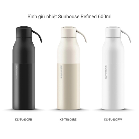Bình Giữ Nhiệt Refinded 600ml Sunhouse KS-TU600, Lòng Bình Inox 316, Hàng Chính Hãng - JoyMall