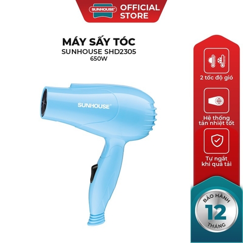 Máy Sấy Tóc SUNHOUSE SHD2305 650W, 2 Tốc Độ Gió, 2 Mức Nhiệt Tản Nhiệt Tốt - JoyMall