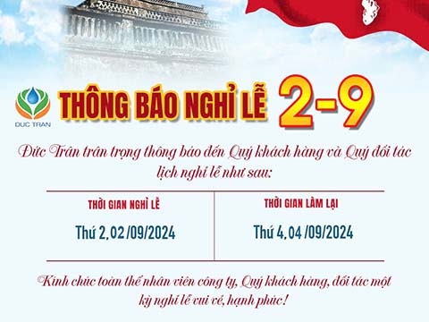 THÔNG BÁO LỊCH NGHỈ LỄ QUỐC KHÁNH 2/9