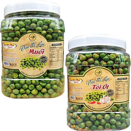 COMBO 2 HŨ: 500G ĐẬU HÀ LAN TỎI ỚT VÀ 500G ĐẬU HÀ LAN MUỐI
