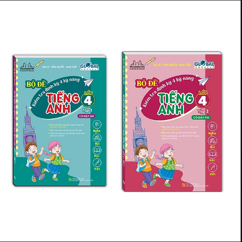Sách - Combo 2C GLOBAL SUCCESS - Bộ đề kiểm tra định kỳ 4 kỹ năng Tiếng Anh lớp 4 (tập 1+2)