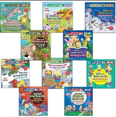 Sách - Combo 10 cuốn Bồi dưỡng tính cách cho bé EQ IQ (2-8 tuổi) - (song ngữ Anh - Việt)