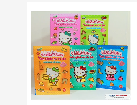 Sách - COMBO 5C Hello Kitty tinh nghịch mê du lịch (tô màu và dán hình STICKER)