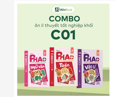 [COMBO lí thuyết C01] Bộ 3 cuốn P.H.A.O Toán, Ngữ văn, Vật lí Ôn luyện thi tốt nghiệp THPT, ĐGNL