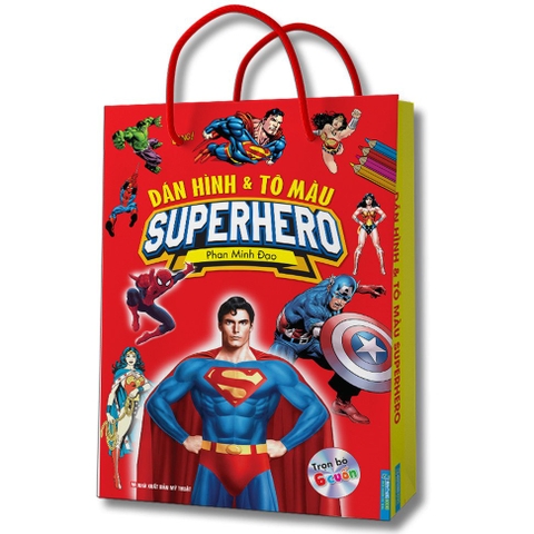 Sách - Túi dán hình và tô màu SUPERHERO (TRỌN BỘ 6 CUỐN)
