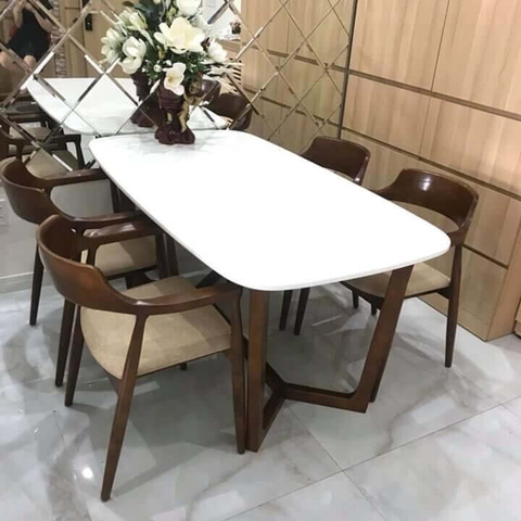 Bộ bàn Concorde mặt đá + 4 ghế Hiroshima