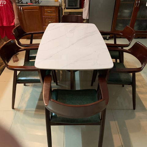 Bộ bàn Concorde mặt đá + 6 ghế Hiroshima