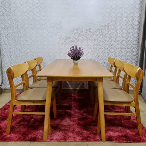 Bộ bàn ăn Mango 1m6 + 6 ghế