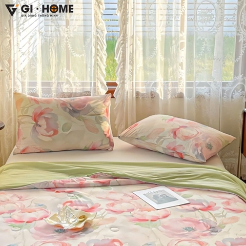 Set 2 Vỏ Gối Thun Lạnh Họa Tiết Hoa GHA321 – Mềm Mát, Nhẹ Nhàng Cho Giấc Ngủ