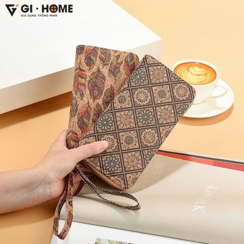 Ví Cầm Tay Vintage Họa Tiết Chữ Nhật GHA1412 – Gọn Gàng, Tiện Dụng, Phong Cách Cổ Điển