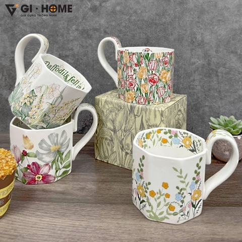 Cốc Sứ Phong Cách Bắc Âu GHA009 – Gốm Sứ Cao Cấp, Hoa Văn Thanh Lịch