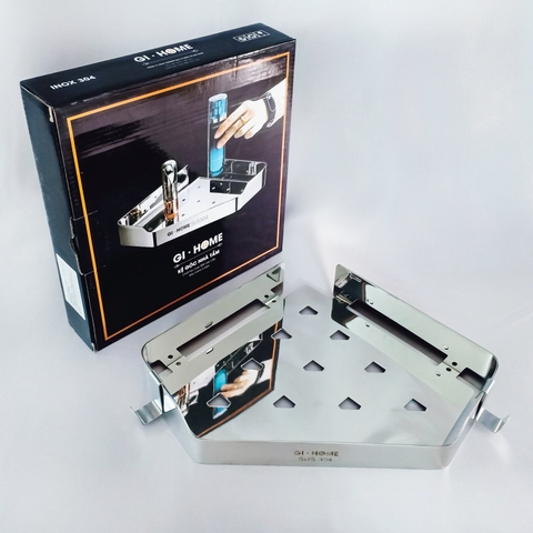 Kệ góc 1 tầng inox 304 E13 loại khoan tường