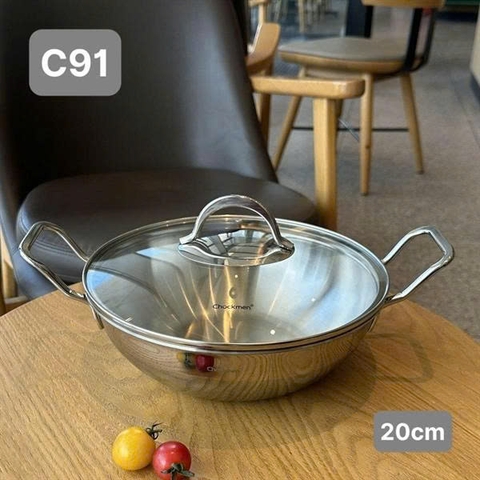 Nồi Hải Sản Inox 304 CHOCKMEN C91 – Miệng Rộng Dễ Đảo, Rang Rim Chín Đều