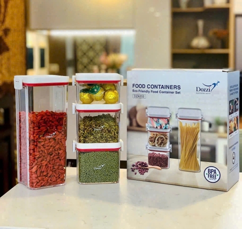 Set 4 Hộp Đựng Thực Phẩm Dozzi DZA555 – Đậy Kín, An Toàn, Dùng Lâu Dài