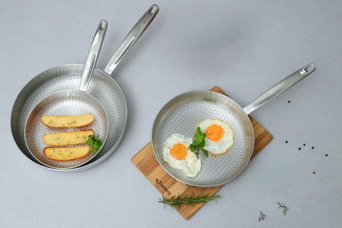 Chảo Inox Thêu Nổi Embrossed Silver Crown Kaiyo – Inox 304 Dày 2.5mm, Rán Ít Dính