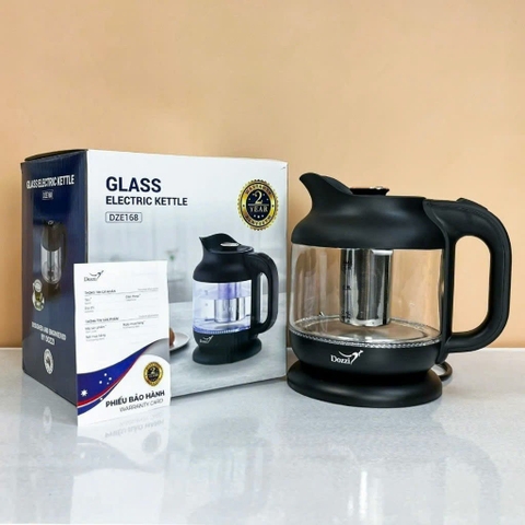 Ấm Siêu Tốc Thủy Tinh Dozzi DZE168 1.2L – Kèm Lõi Lọc Trà, Đèn LED Sang Trọng