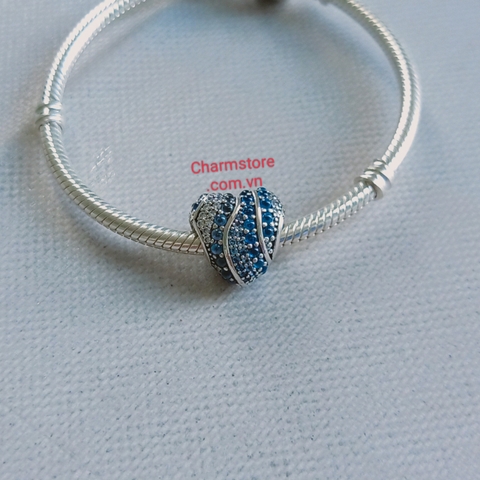 CHARM TRÁI TIM LƯỢN SÓNG ĐÁ XANH