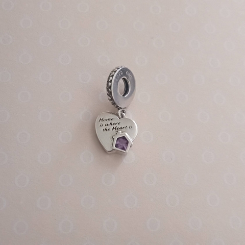 CHARM TREO TIM NGÔI NHÀ ĐÁ MÀU TÍM