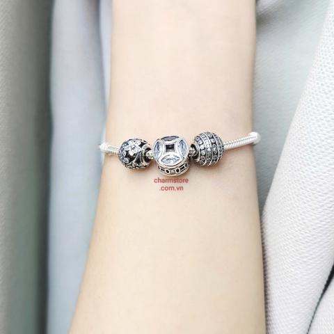 VÒNG CHARM KIM TIỀN MIX HOA ĐÁ TRẮNG