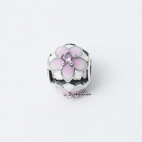 CHARM TRÒN HOA THƯỢC DƯỢC HỒNG 3 MẶT