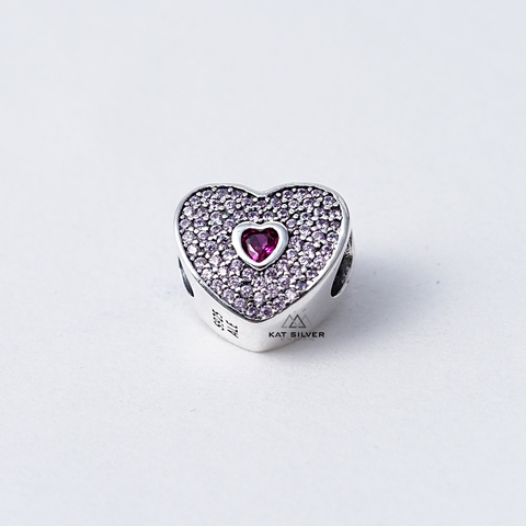 CHARM TIM ĐÁ HỒNG NHÂN TIM ĐÁ HỒNG SEN