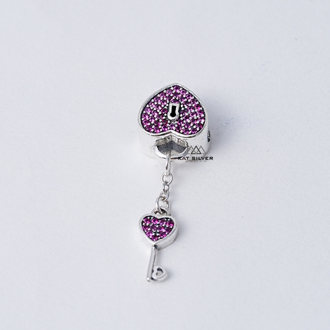 CHARM TIM TREO CHÌA KHÓA HỒNG SEN