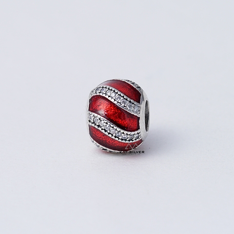 CHARM TRÒN ĐỎ SỌC ĐÁ TRẮNG