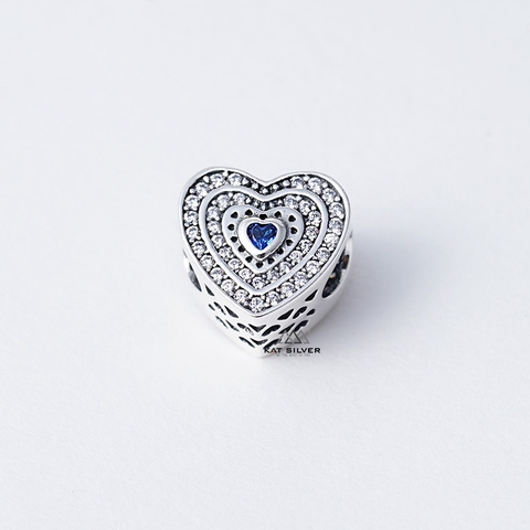 CHARM TIM ĐÁ TRẮNG NHÂN TIM XANH DƯƠNG