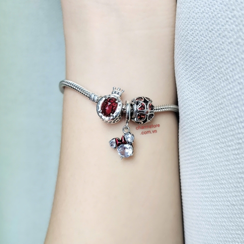 VÒNG TAY MICKEY MIX CỎ 4 LÁ ĐỎ