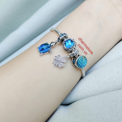 VÒNG CHARM TÌNH YÊU BIỂN MIX CỎ MAY MẮN