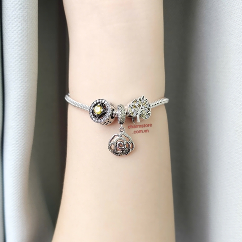 VÒNG TAY HOA HỒNG TÌNH YÊU ĐÁ VÀNG