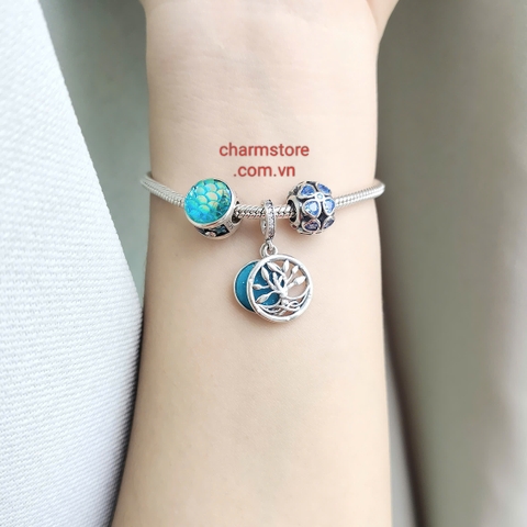 VÒNG CHARM TREO CÂY FAMILY MIX CỎ 4 LÁ XANH