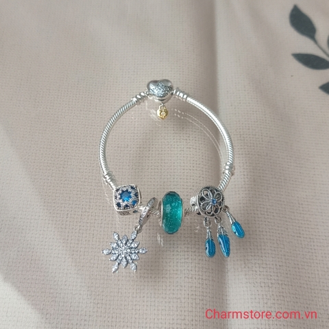 VÒNG CHARM MỆNH THỦY XANH LƠ MIX ĐÁ XANH NGỌC
