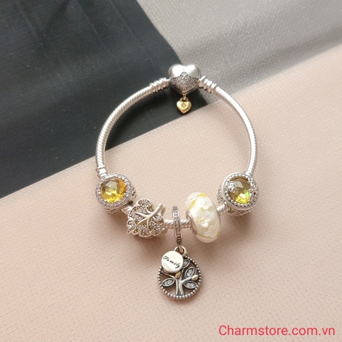 VÒNG CHARM GIA ĐÌNH - THIÊN NHIÊN MIX ĐÁ VÀNG