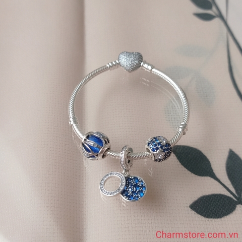 VÒNG CHARM ĐÔI TRÒN TÌNH YÊU XD MIX TRÒN SAO ĐÁ TRẮNG MAY MẮN