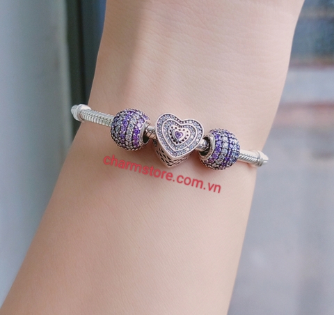VÒNG CHARM MỆNH HỎA - TIM NHÂN ĐÁ TÍM