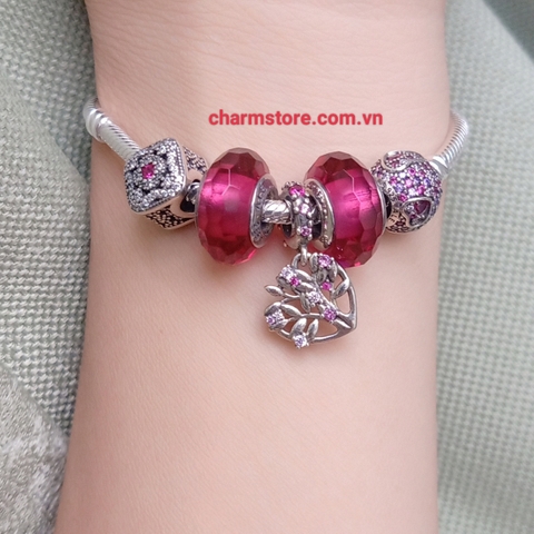 VÒNG TAY MỆNH HOẢ TREO CÂY TIM HỒNG SEN