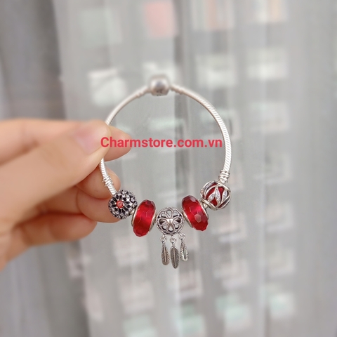 VÒNG TAY BẠC - MURANO ĐỎ ƯỚC MƠ