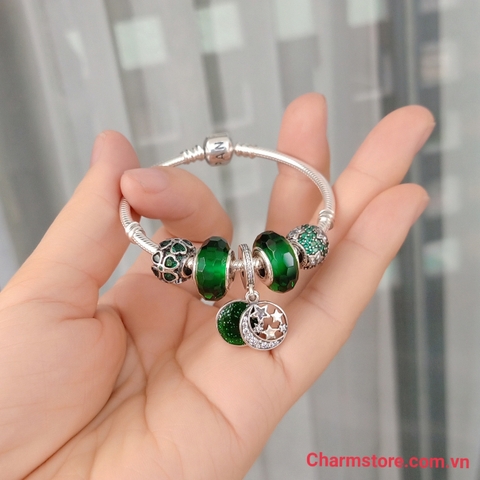 VÒNG CHARM SAO TRĂNG MAY MẮN XANH LÁ