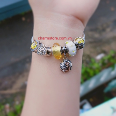 VÒNG CHARM THIÊN NHIÊN MIX TRÒN SAO MAY MẮN ĐÁ VÀNG